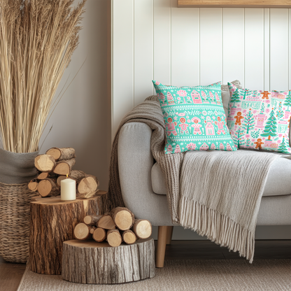 Gingerbread Man Throw Pillow | Festive Holiday Decor