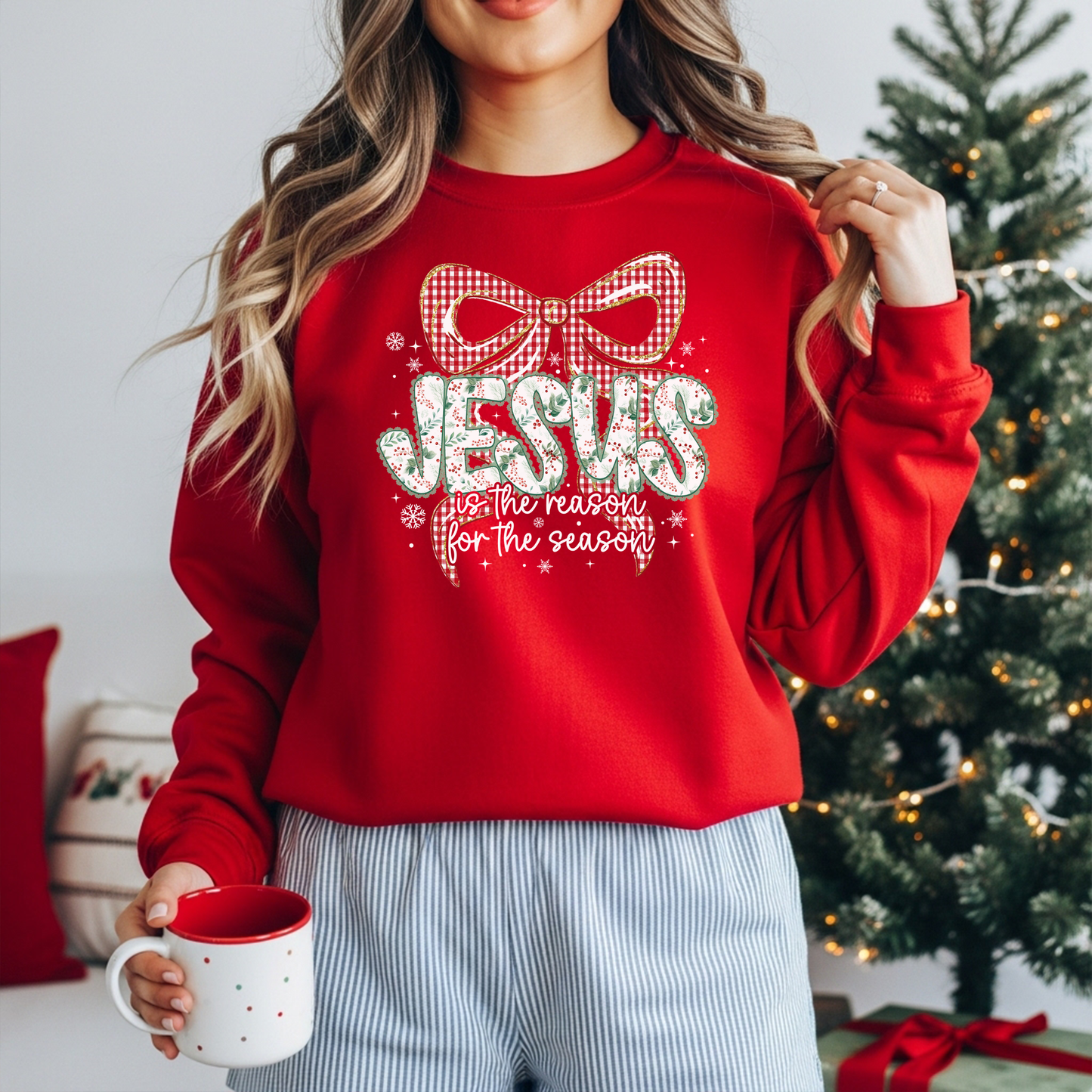 Festive “JESUS is the Reason” Crewneck Sweatshirt