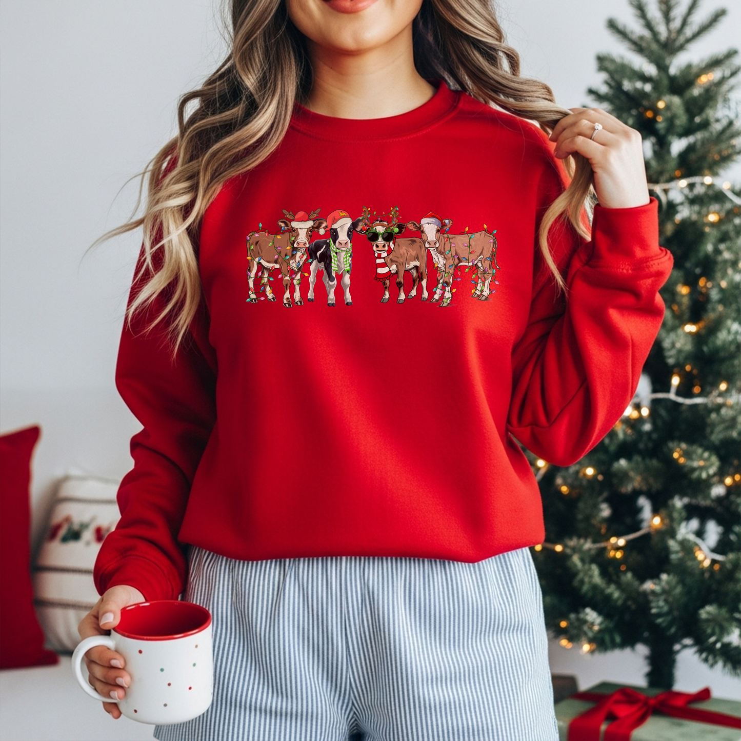 Merry Moo Crewneck – Festive Christmas Sweatshirt