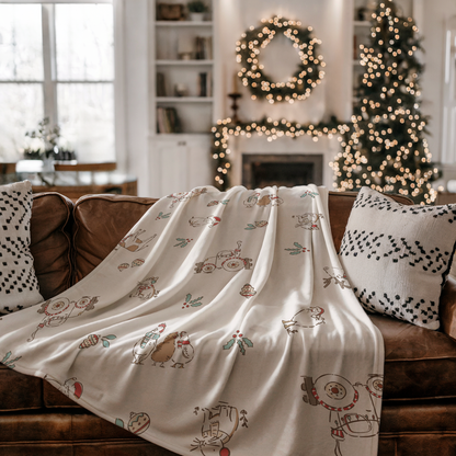 Christmas on the Farm Velveteen Plush Blanket - Cozy Holiday Snuggle Throw