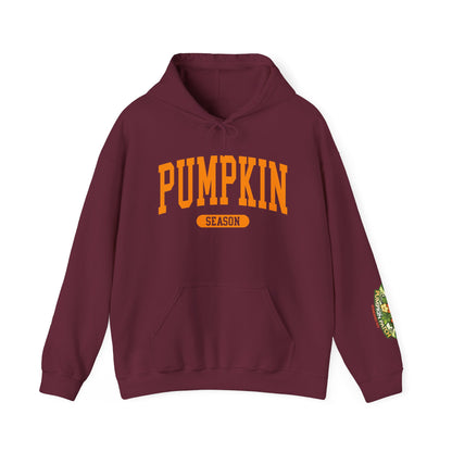 Pumpkin Season Gildan Hoodie | Jumbo’s Pumpkin Patch Logo Sleeve