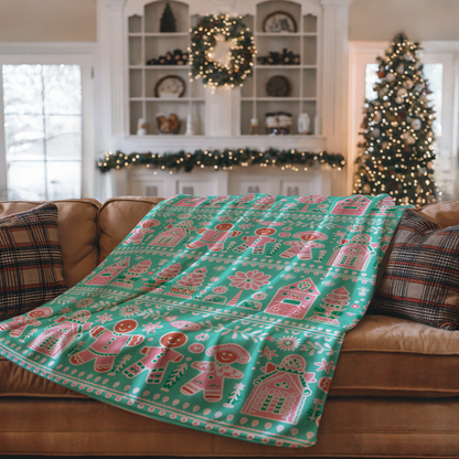 Preppy Gingerbread Man Velveteen Plush Blanket