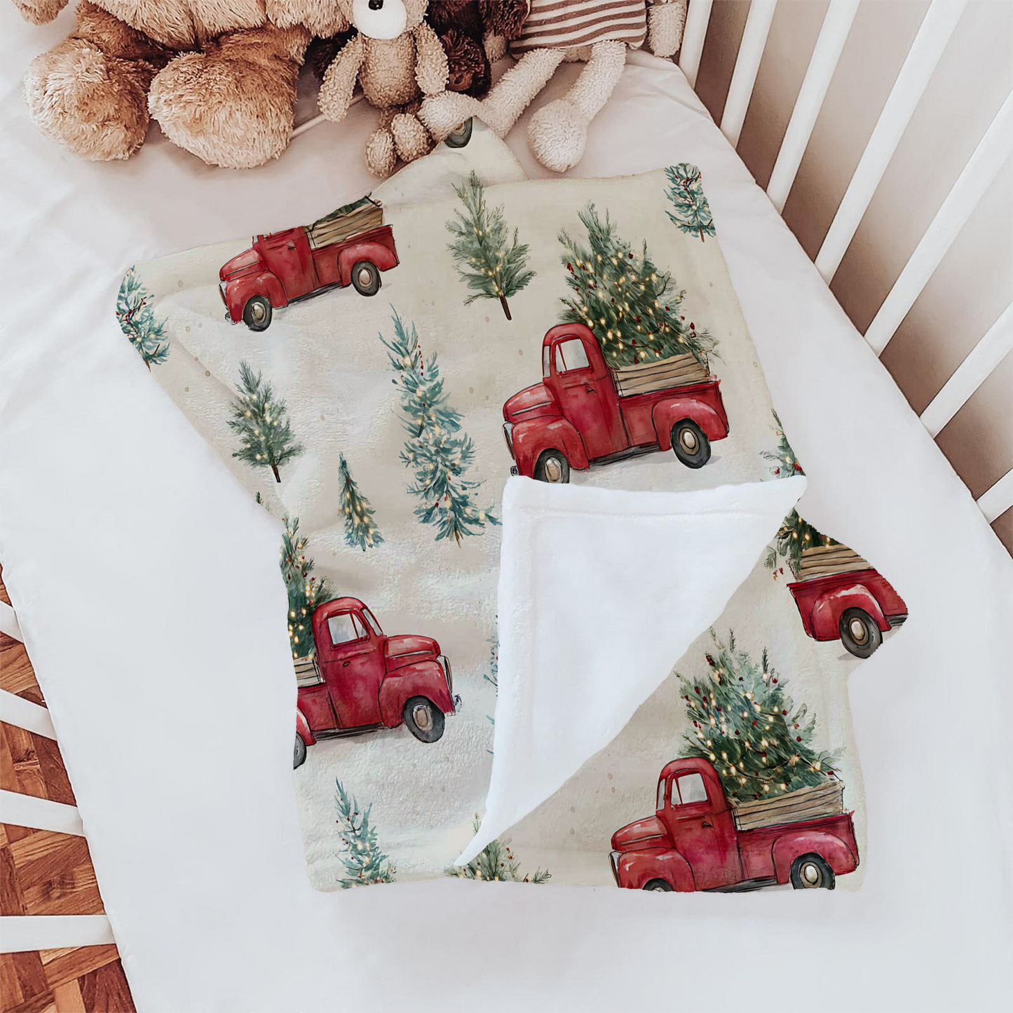 🎄 Vintage Red Truck Christmas Blanket 🚗✨