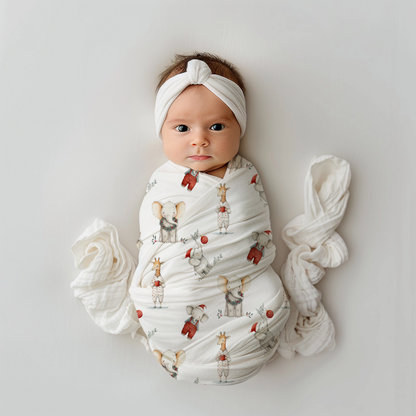 🎄 Christmas Safari Baby Swaddle Blanket 🧸