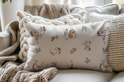 🎄 Christmas on the Farm Lumbar Pillow – Festive Holiday Cushion for Nursery or Home