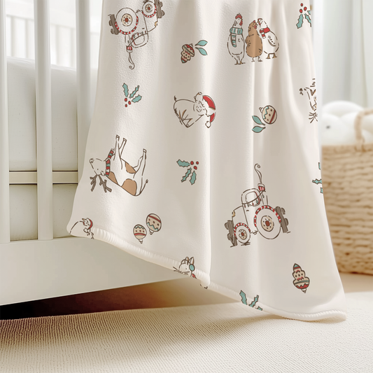 Christmas on the Farm Fleece Baby Blanket – Cozy Holiday Comfort for Little Ones