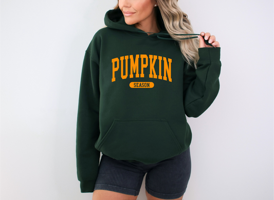 Pumpkin Season Gildan Hoodie | Jumbo’s Pumpkin Patch Logo Sleeve