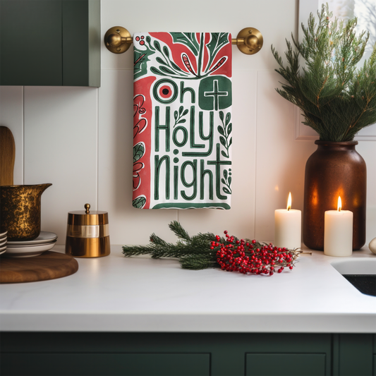 Festive Holiday Tea Towel – “Oh Holy Night”