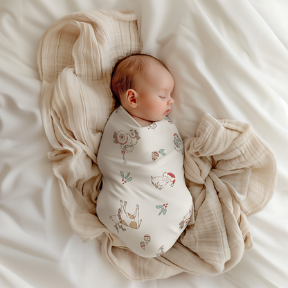Christmas on the Farm Baby Swaddle Blanket – Festive Farmhouse Comfort for Your Little One