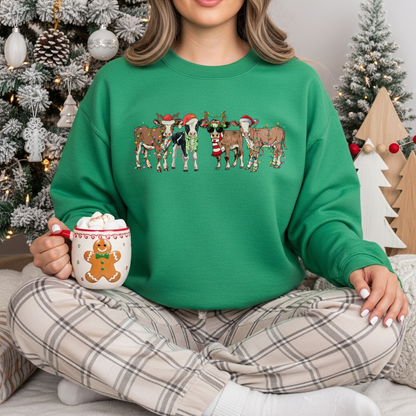 Merry Moo Crewneck – Festive Christmas Sweatshirt
