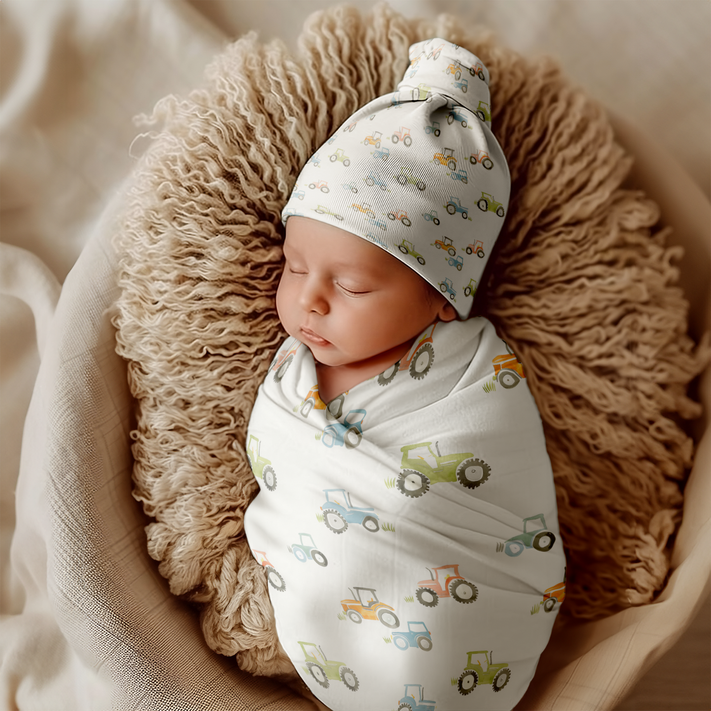 Tractor Dreams Baby Swaddle Blanket | Cozy Farm-Themed Nursery Essential