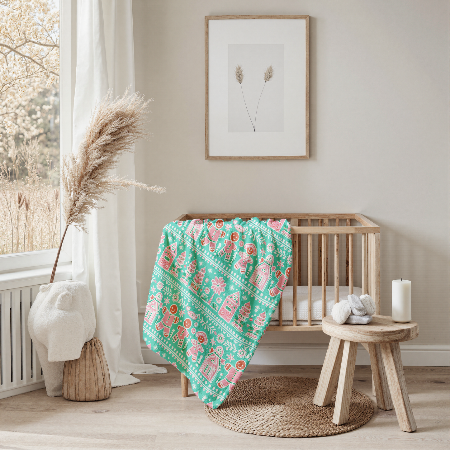 Preppy Gingerbread Man Velveteen Plush Blanket