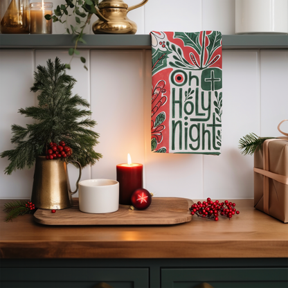 Festive Holiday Tea Towel – “Oh Holy Night”