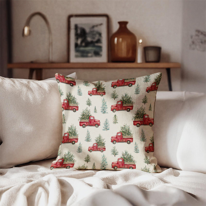 🎄 Festive Red Truck Christmas Throw Pillow 🎁