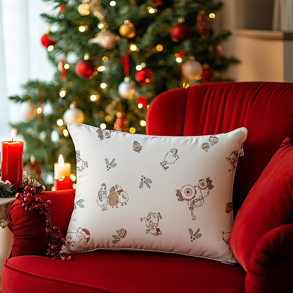 🎄 Christmas on the Farm Lumbar Pillow – Festive Holiday Cushion for Nursery or Home