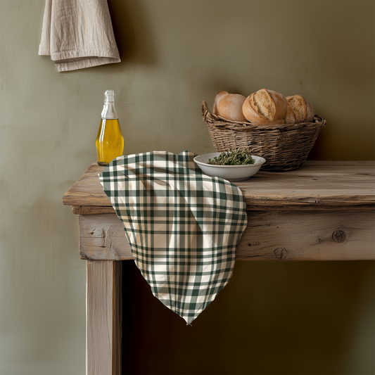 Autumn Pumpkins Plaid Cotton Tea Towel