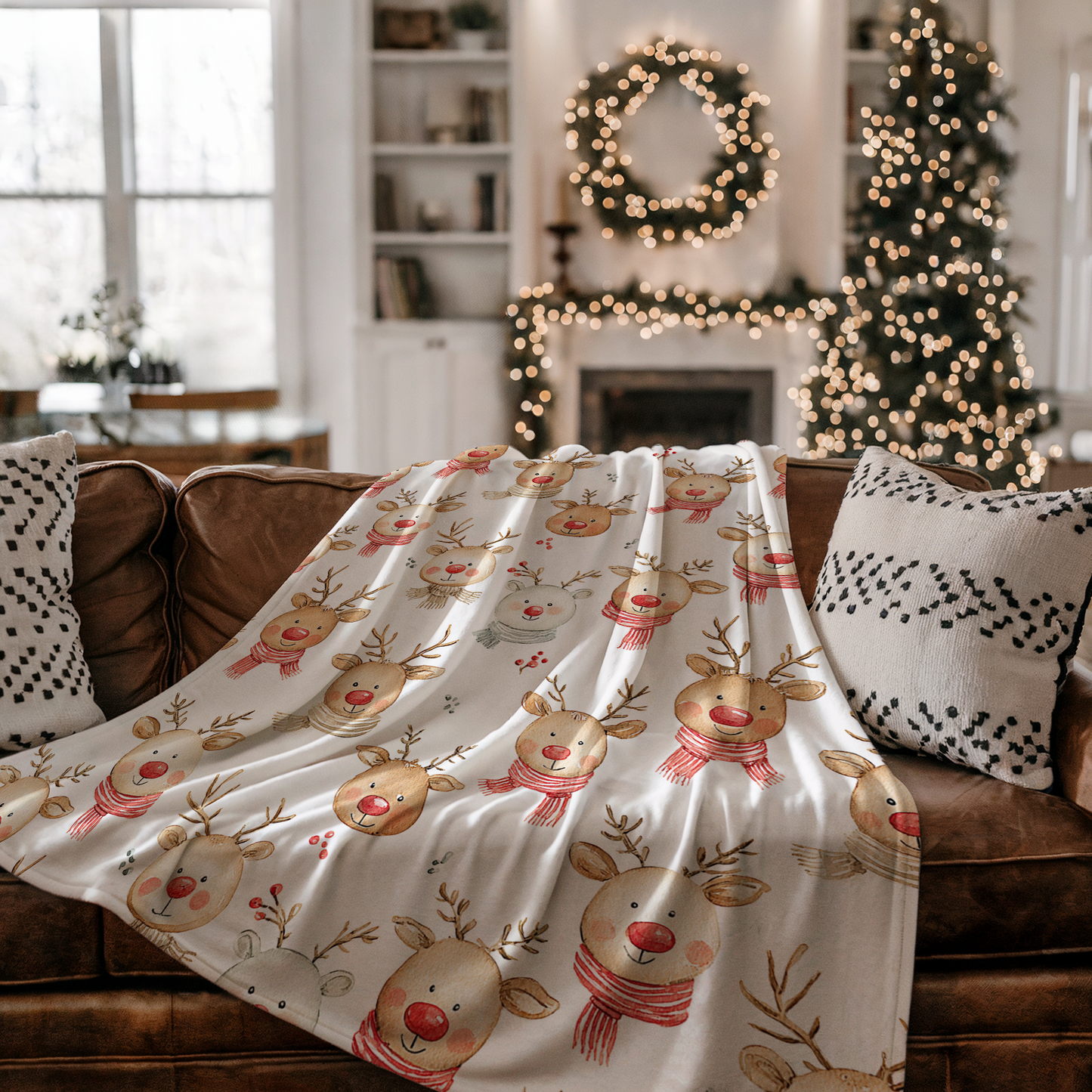 Cozy Cute Reindeer Velveteen Blanket – Perfect Holiday Throw