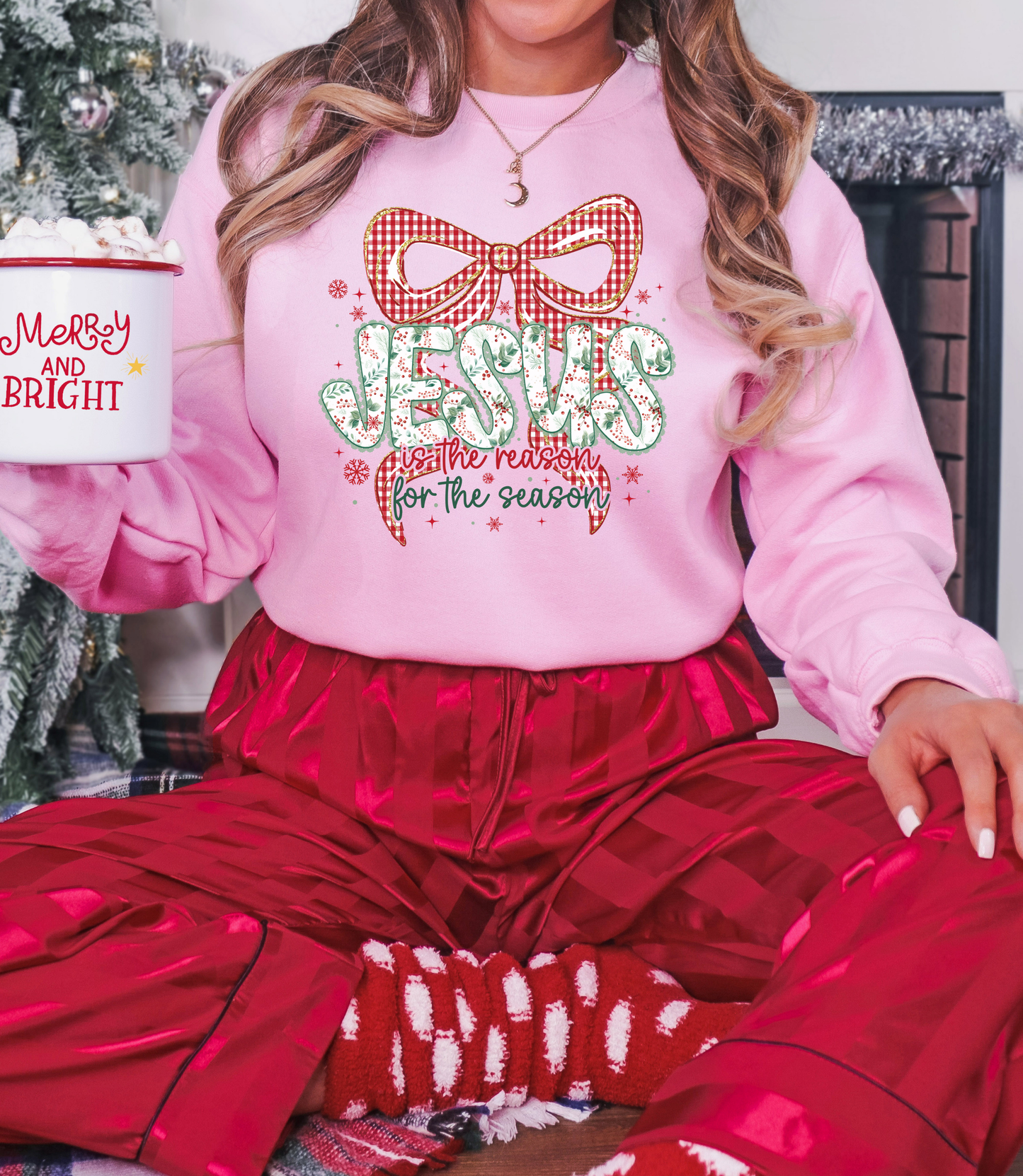 Festive “JESUS is the Reason” Crewneck Sweatshirt