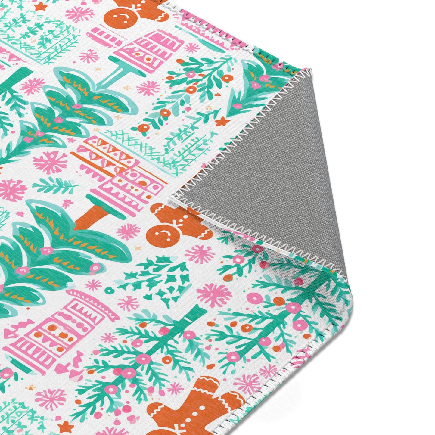 Bright Pastel Christmas Tree Rug | Festive Holiday Accent Rug