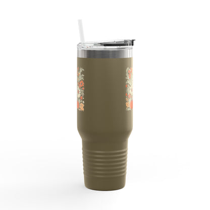 Fall Floral Insulated Travel Mug, 40oz - Eco-Friendly Cup, Autumn Decor, Perfect for Coffee Lovers, Seasonal Gift