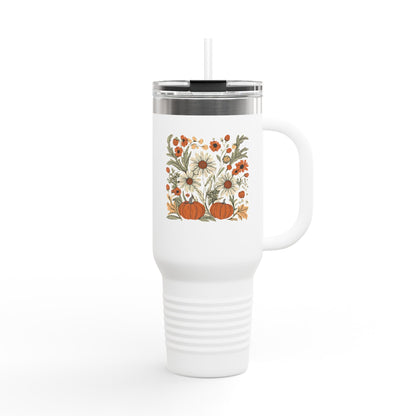 Fall Floral Insulated Travel Mug, 40oz - Eco-Friendly Cup, Autumn Decor, Perfect for Coffee Lovers, Seasonal Gift