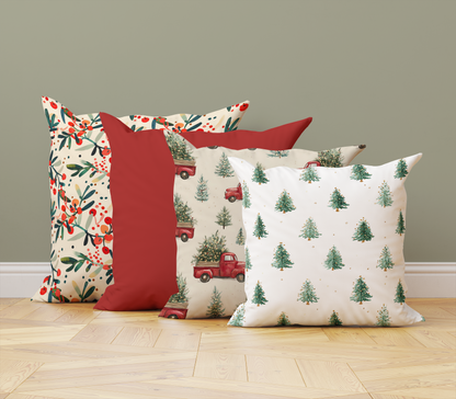 🎄 Festive Red Truck Christmas Throw Pillow 🎁