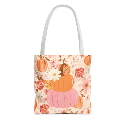 Pumpkin Floral Tote Bag | Fall Market Bag | Rustic Autumn Reusable Tote