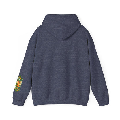 Pumpkin Season Gildan Hoodie | Jumbo’s Pumpkin Patch Logo Sleeve
