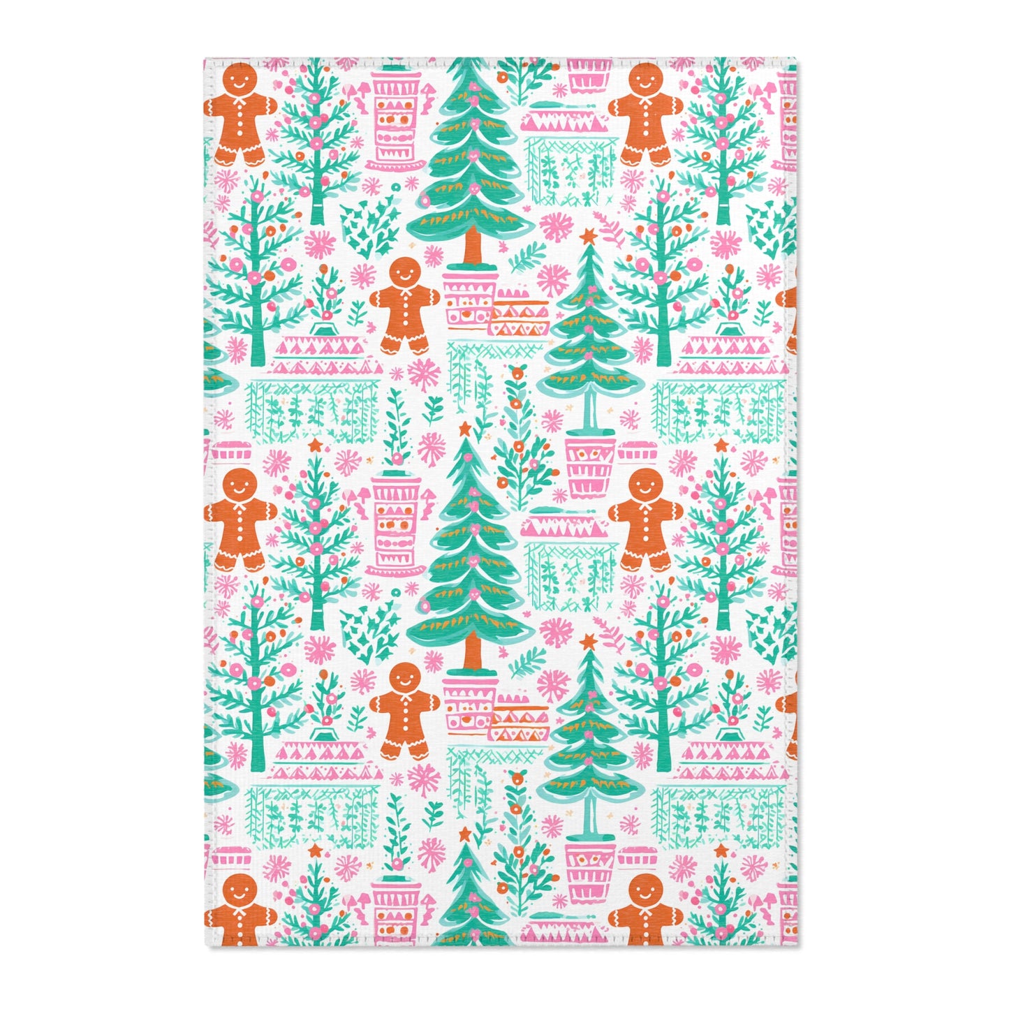 Bright Pastel Christmas Tree Rug | Festive Holiday Accent Rug