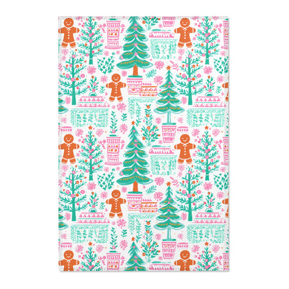 Bright Pastel Christmas Tree Rug | Festive Holiday Accent Rug