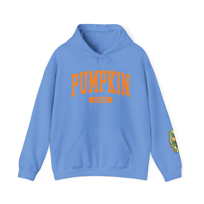 Pumpkin Season Gildan Hoodie | Jumbo’s Pumpkin Patch Logo Sleeve