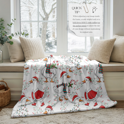 Festive Christmas Goose Velveteen Plush Blanket – Cozy Holiday Throw for Farmhouse Fun