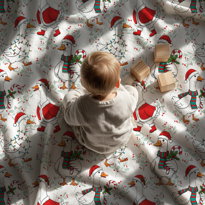 Festive Christmas Goose Velveteen Plush Blanket – Cozy Holiday Throw for Farmhouse Fun