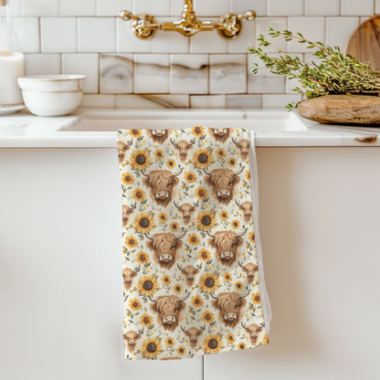 Sunflowers & Fluffy Cows Tea Towel